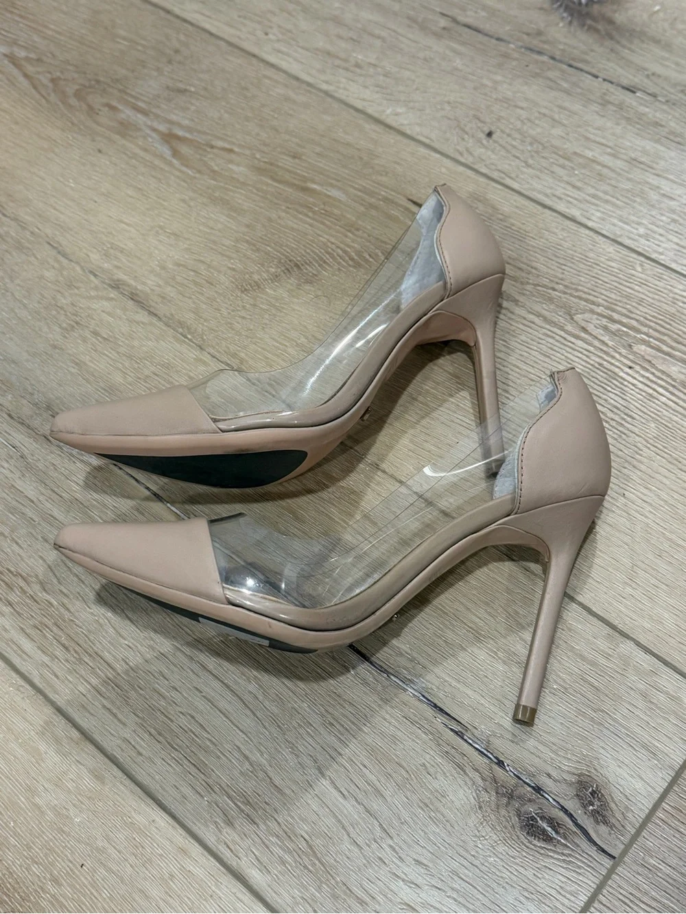 Tony Bianco Blush Nude Pointed Clear-Panel D'Orsay Heels